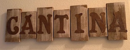 Rustic Wood and Metal CANTINA Sign