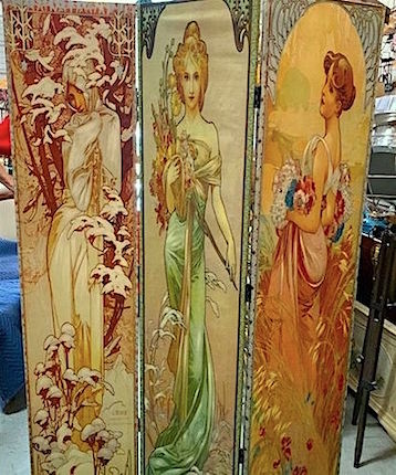 Alphonse Mucha Screen Room Divider 3-Panel