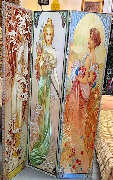 Alphonse Mucha Screen Room Divider 3-Panel