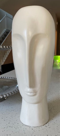 White Matte Ceramic Post Modern Head Sculptures Set of 2