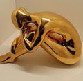 Vintage Abstract “Thinking” Gold Sculpture by Jaru - California Art