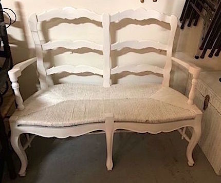 Vintage Country French Rush Seat Settee