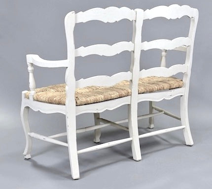 Vintage Country French Rush Seat Settee
