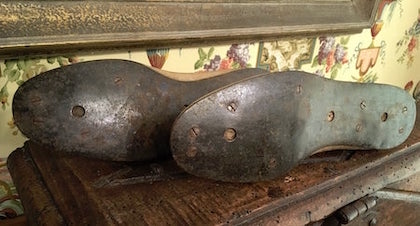 1920s Primitive Carved Wood Metal Shoe Forms