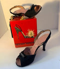 1950s Red Cross Vintage Slingback Black Shoes