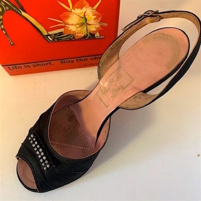 1950s Red Cross Vintage Slingback Black Shoes