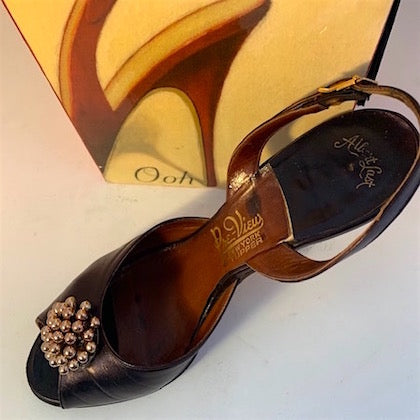 1950s Albert Lasts Vintage Slingback Shoes Iridescent Brown