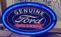 Blue Neon Ford Parts & Services Oval Wall Sign