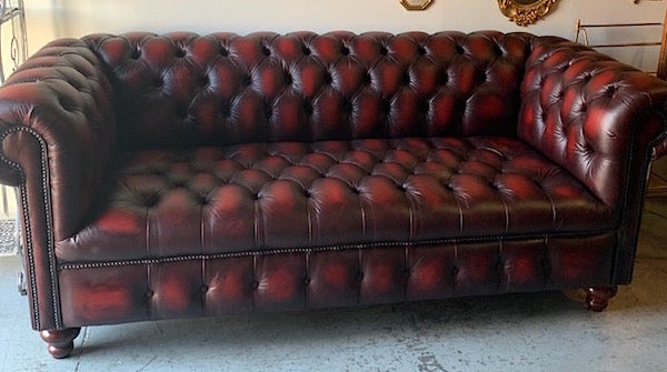 Vintage Classic Chesterfield Style Blood Ox Sofa