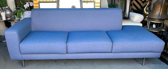 Mid Century Modern Style “Lola” French Blue Linen Sofa