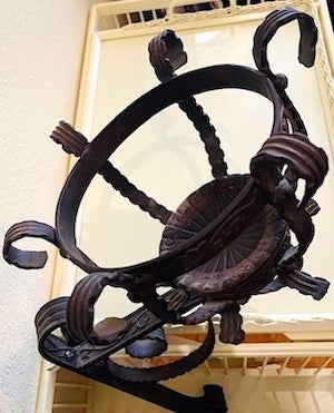 Spanish Revival Wrought Iron Large Round Wall Sconce