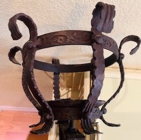 Spanish Revival Wrought Iron Large Round Wall Sconce