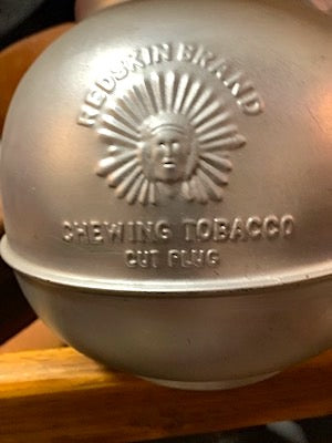 Antique Redskin Brand Chewing Tobacco Cut Plug Spittoon