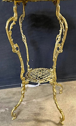 Victorian Style Round Marble Top and Ornamental Gold Stand