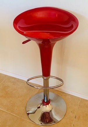 Red Candy Apple and Chrome Adjustable Stools