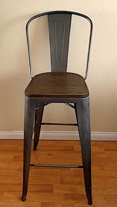 Industrial Metal Stools with Wood Seats