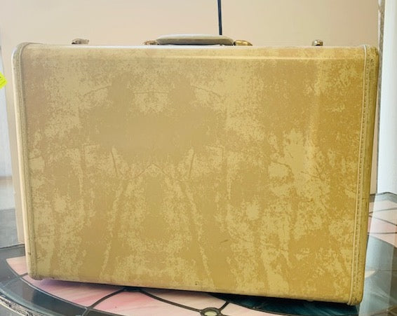 Vintage Cream Marble Samsonite Suitcase