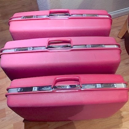 Vintage Samsonite Hard Shell Hot Pink Suitcase Set