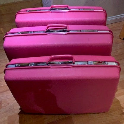 Vintage Samsonite Hard Shell Hot Pink Suitcase Set