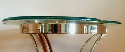 Hollywood Regency 4-Leaf Clover Shaped Side Table w/Glass Top