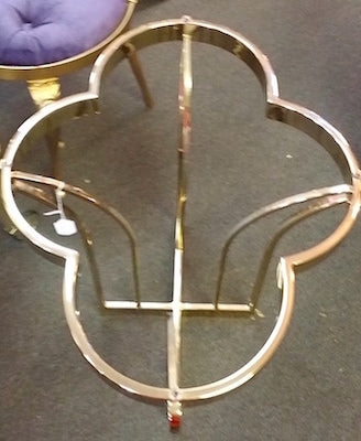 Hollywood Regency 4-Leaf Clover Shaped Side Table w/Glass Top