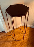 Gold Geometrical Pedestal Table with Black Composite Top