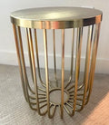 Gold-finish Cage Round Shape Accent/Side Table