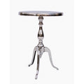 Silver Aluminum Accent Table with Tripod Pedestal Base
