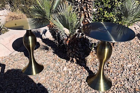 24'' Tall Plated Gold Pedestal End Table