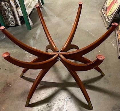 MCM Moorish Brass Large Oval Tray Coffee Table Teak Spider Leg