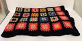 1960s-1970s Multicolored Crocheted Granny Square Sofa Throw