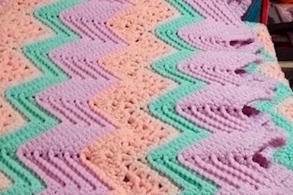 1970s Large Vintage Hand crocheted Afghan Blanket