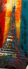 Psychedelic Eiffel Tower Framed Canvas Wall Art