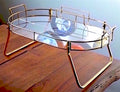 Vintage Gold Tone and Glass Bed Tray