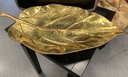 Modern Large Sculpted Gold Leaf Tray