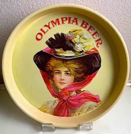 Vintage Olympia Beer Round Tin Tray