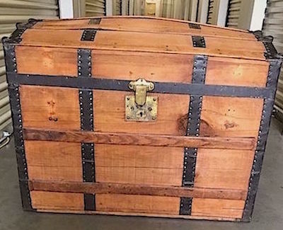 Vintage Wood Camel Back Steamer Trunk
