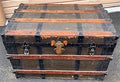 Large Flat Top "Abilene" Distressed Steamer Trunk