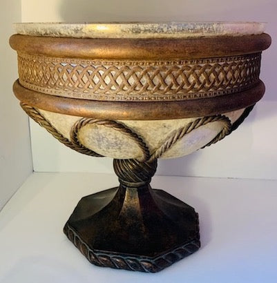 Large Rustic Metal and Glass Urn