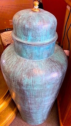 Large Floor Urn with Lid Patina and Copper