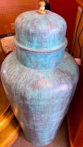Large Floor Urn with Lid Patina and Copper
