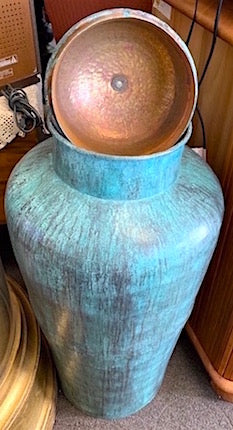 Large Floor Urn with Lid Patina and Copper