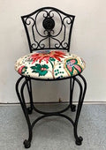 Vanity Black Chair with Floral Seat