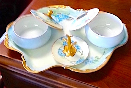 Antique France Vanity Dresser Tray Set