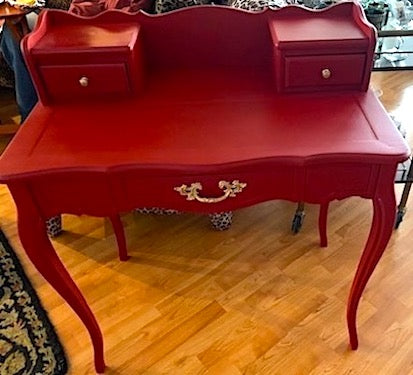 Vintage French Red and Gold Vanity