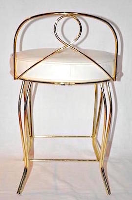 Vintage Vanity White Stool, circa 1950-1960 by George Koch Sons