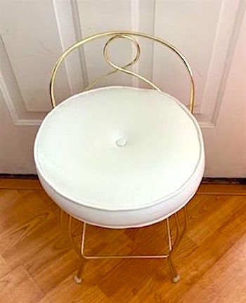 Vintage Vanity White Stool, circa 1950-1960 by George Koch Sons