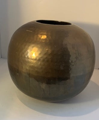 Vintage 1960s Hammered Brass Ball Vase