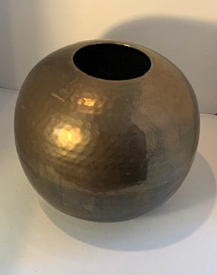 Vintage 1960s Hammered Brass Ball Vase