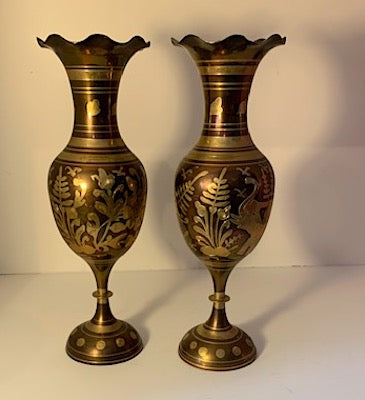 Fluted Tulip Vases with Etched Designs